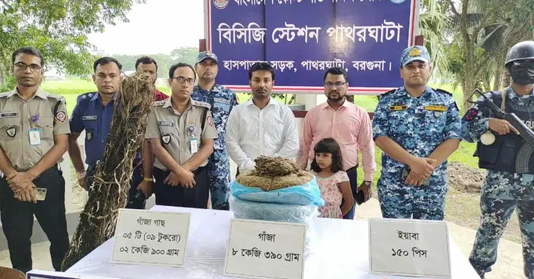 বরগুনায় যৌথ অভিযানে উদ্ধার হওয়া মাদক